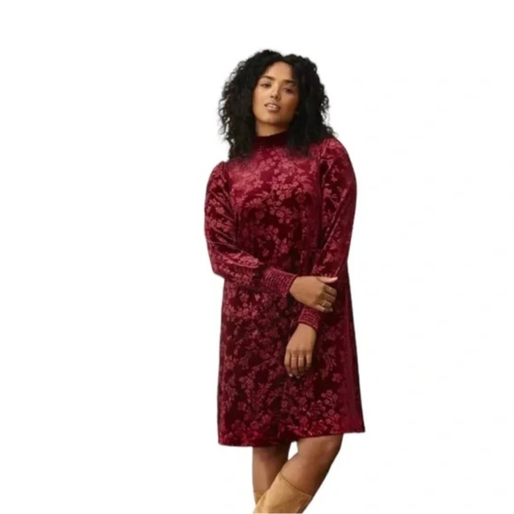 Matilda Jane Just Imagine Melanie Velvet Dress Long Sleeve Mock Neck L